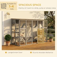PawHut Catio Playground Cat Window Box Outside Enclosure for Multiple Cats w/ Shelves & Bridges, Gray(m-7)