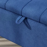 HOMCOM 40" Ottoman with Storage, Linen Upholstered Storage Ottoman Bench with Steel Legs for Living Room, Bedroom Dark Blue(m-10)