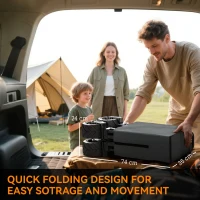 Outsunny Outdoor Pull Along Trailer Folding Camping Trailer for Beach Garden with Handle, Anti-Slip Wheel - Dark Grey(m-7)