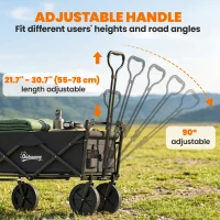 Outsunny Steel Frame Folding Garden Cart, Collapsible Wagon Cart with Removable Canopy, Telescopic Handle and Carrying Bag(m-5)