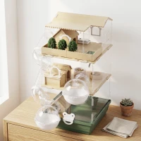 PawHut Large Hamster Cage, 3 Tiers Acrylic Hamster Habitat with Water Bottles, Running Wheel for Pet Mice, Dwarf Hamster(m-9)