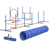 PawHut Dog Agility Training Equipment, 8PCS Dog Obstacle Course Starter Kit with Carrying Bag(m-2)