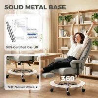 HOMCOM Ergonomic Office Chair, High Back Reclining Desk Chair with Adjustable Armrests, Pet Friendly Faux Leather, Light Gray(m-9)