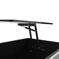 Sleek Lift-Top Coffee Table with Hydraulic Lift and App-Controlled LED Lighting, Versatile Center Table with Hidden Storage, 39.5" L x 19.5" W x 15.5" H, Black(m-9)