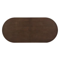 Oval Double Pedestal Dining Table with Semi-Cylindrical Pedestal Bases, Walnut Wood Kitchen Table Vertical Grooves, 88'' L x 40'' W x 30'' H, Walnut(m-6)