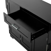 Practical Buffet Cabinet with 4 Doors and 1 Drawer, Spacious Sideboard with Adjustable Shelves, 54.5" L x 15.5" W x 33" H, Black(m-8)