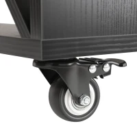 Modern Bar Table with 4-in-1 Extendable Pull-Out Table and Lockable Wheels, Kitchen Island with Adjustable Shelf, 82.5" L x 32.5" W x 28" H, Black(m-13)