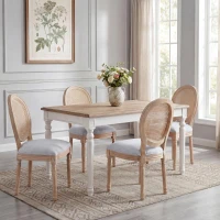 French Country-Inspired Dining Chair Set for 2 with Plush Upholstered Seats, Elegant Side Chair Set with Fluted Legs, 19" L x 22.5" W x 38" H, Light Grey(m-7)