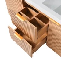 Double Sink Bathroom Vanity with Soft-Close Doors, Wall-Mounted Floating Cabinet with Divided Drawers, 47'' L x 19.5'' W x 23.5'' H, Wood(m-12)