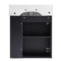 Modern Floating Bathroom Vanity with Ceramic Basin and Right Side Storage, Cabinet with Gold Handle, 21.5" L x 12" W x 26.5" H, Black+White(m-12)