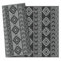 Outsunny Reversible Outdoor RV Rug, Patio Floor Mat, 6' x 9' Plastic Straw Rug for Backyard, Deck, Beach, Camping, Black & Grey(m-11)