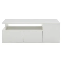 High-Gloss LED Coffee Table with App-Controlled Colour Light Strip, Functional Center Table with Open Storage, 39.5" L x 19.5" W x 13.5" H, White(m-2)