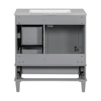 Modern Bathroom Vanity with Sink Combo, Solid Wood Frame, Ample Storage Cabinet with Soft-Close Door, 30" L x 18" W x 34" H, Grey(m-15)