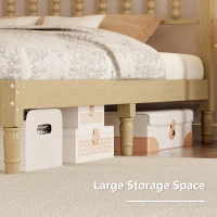 Queen Size Wood Platform Bed with Retro Gourd-Shaped Headboard, Solid Bed Frame for Eclectic Bedrooms, 84.5'' L x 63.5'' W x 45'' H, Natural(m-5)