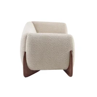 Bouclé Sherpa Sofa with Removable Seat Cushions and Spring Support, Upholstered Lounge Sofa with Wood Legs, 82.5'' L x 32'' W x 27'' H, Almond(m-12)