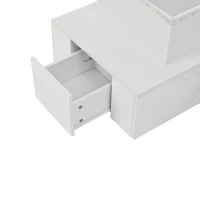 Sleek Lift-Top Coffee Table with Hydraulic Lift and App-Controlled LED Lighting, Versatile Center Table with Hidden Storage, 39.5" L x 19.5" W x 15.5" H, White(m-11)
