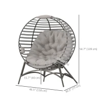 Outsunny Egg Chair, Patio Lounge Chair, Foldable Basket Chair with Large Seat Cushion, Side Pocket, Light Grey(m-3)