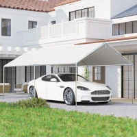 Outsunny 10' x 20' Carport Heavy Duty Galvanized Car Canopy with Included Anchor Kit, 3 Reinforced Steel Cables, White(m-8)