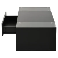 High-Gloss Coffee Table with Tempered Glass Storage, Compact Center Table with Semi-Open Shelf, 39.5″ L x 19.5″ W x 12″ H, Black(m-11)