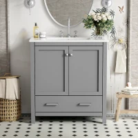 Tall Bathroom Storage Cabinet with 2 Drawers and Adjustable Shelves, Space-Saving Storage Vanity for Neat Space, 17.5'' L x 14'' W x 63'' H, Black(m-9)