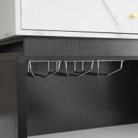 Modern Bar Table with 4-in-1 Extendable Pull-Out Table and Lockable Wheels, Kitchen Island with Adjustable Shelf, 82.5" L x 32.5" W x 28" H, Black(m-10)