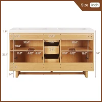 Modern Bathroom Vanity with Soft-Close Hinges & Hidden Drawer Slides, Elegant Vanity Cabinet with Resin Sink, 59.5'' L x 20'' W x 34'' H, Wood(m-4)