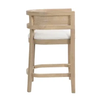 Rattan Upholstered Arm Counter Stools with U‑shaped backrest, Kitchen Island Stools with Foam Seat, 21'' L x 21'' W x 33.5'' H, Beige+Natural Ash(m-9)