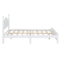 Queen Size Platform Bed with Wooden Slat Support and Solid Pine, Modern Wood Bed Frame with MDF Construction, 85'' L x 62.5'' W x 43.5'' H, White(m-9)