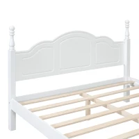 Queen Size Platform Bed with Wooden Slat Support and Solid Pine, Modern Wood Bed Frame with MDF Construction, 85'' L x 62.5'' W x 43.5'' H, White(m-5)