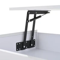 Height-Adjustable Coffee Table with App-Controlled RGB LED Lighting, Modern Center Table with Hidden Storage, 37.5" L x 19.5" W x 15.5" H, White(m-10)
