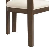 Set of 2 Dining Chairs with Armrests and Rubber Wood Frame, Walnut Dining Seating with Polyester Upholstery, 22.5'' L x 23.5'' W x 31'' H, Walnut(m-6)