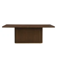 Rectangular Dining Table with Spacious Top and Sturdy Pillar Base, Walnut Kitchen Table for Dining or Office, 84'' L x 40'' W x 30'' H, Walnut(m-2)