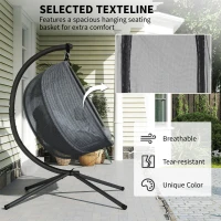 Outsunny Double Egg Chair with Stand, 2 Person Hanging Swing Egg Chair with Cushion, Pockets, Grey(m-4)