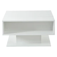 Hydraulic Lift Coffee Table with App-Controlled LED Lighting, Versatile Center Table with Hidden Storage, 29.5" L x 31.5" W x 21" H, White(m-10)