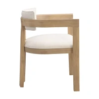 Set of 2 Dining Chairs with Armrests and Rubber Wood Frame, Wooden Dining Seating with Low-Maintenance Fabric, 22.5'' L x 23.5'' W x 31'' H, Beige(m-11)