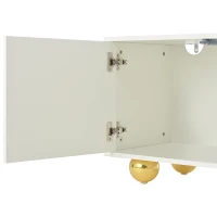 Cloud-Shaped TV Cabinet with 2 Cabinets (4 Doors) and 5 Support Legs, Spacious TV Stand with Ample Storage, 65" L x 15.5" W x 17.5" H, White(m-9)