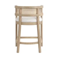 Rattan Upholstered Arm Counter Stools with U‑shaped backrest, Kitchen Island Stools with Foam Seat, 21'' L x 21'' W x 33.5'' H, Beige+Natural Ash(m-11)