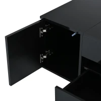 Height-Adjustable Coffee Table with App-Controlled RGB LED Lighting, Modern Center Table with Hidden Storage, 37.5" L x 19.5" W x 15.5" H, Black(m-10)