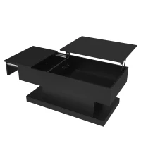 Lift-Top Coffee Table with Sliding Extendable Desktop, Space-Saving Center Table with Height-Adjustable Lift, 39.5" L x 19.5" W x 17.5" H, Black(m-14)