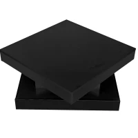 Square High-Gloss Coffee Table with App-Controlled LED Lighting, Modern Center Table with Double-Layer Storage, 27.5" L x 27.5" W x 14" H, Black(m-14)