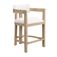 Counter-Height Bar Stools with Curved Solid Wood Backrest, Modern Counter Stools with Rubberwood Frame, 22.5'' L x 24'' W x 36'' H, Beige+Natural Ash(m-8)
