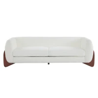 Bouclé Sherpa Sofa with Removable Seat Cushions and Sinuous Spring Support, Oversized Lounge Couch with Wedge Feet, 82.5'' L x 32'' W x 27'' H, Beige(m-2)