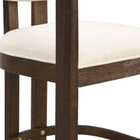Counter-Height Bar Stools with Curved Solid-Wood Backrest, Upholstered Kitchen Stools with Wooden Legs, 22.5'' L x 24'' W x 36'' H, Beige+Walnut(m-5)