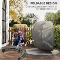 Outsunny Double Egg Chair with Stand, 2 Person Hanging Swing Egg Chair with Cushion, Pockets, Khaki(m-6)