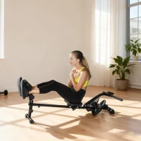 Soozier Hydraulic Rowing Machine with LCD Monitor, Sit-Up Function for Home Gym, Black(m-10)