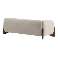Bouclé Sherpa Sofa with Removable Seat Cushions and Spring Support, Upholstered Lounge Sofa with Wood Legs, 82.5'' L x 32'' W x 27'' H, Almond(m-9)