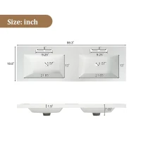 Modern Bathroom Vanity with Soft-Close Hinges & Hidden Drawer Slides, Elegant Vanity Cabinet with Resin Sink, 59.5'' L x 20'' W x 34'' H, Wood(m-5)
