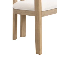 Set of 2 Dining Chairs with Armrests and Rubber Wood Frame, Wooden Dining Seating with Low-Maintenance Fabric, 22.5'' L x 23.5'' W x 31'' H, Beige(m-6)