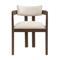 Set of 2 Dining Chairs with Armrests and Rubber Wood Frame, Walnut Dining Seating with Polyester Upholstery, 22.5'' L x 23.5'' W x 31'' H, Walnut(m-11)
