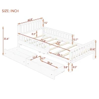Twin Wood Platform Bed with 8 Slats & 2 Large Under-Bed Drawers, Solid Bed Frame for Children’s Rooms, 77.5'' L x 42'' W x 34.5'' H, Grey(m-3)